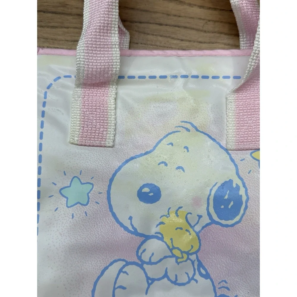 Vtg Peanuts Baby Snoopy Light Pink White Diaper Bottle‎ Bag Vinyl Clean 11